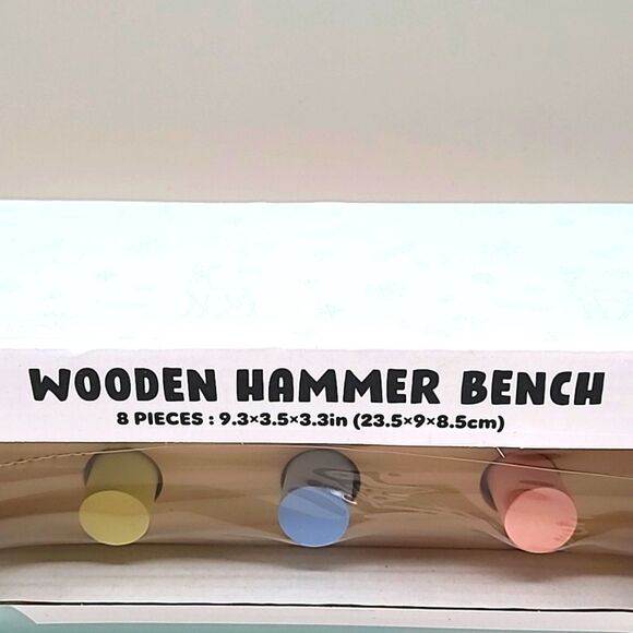 Wooden Hammer Bench for 2+ Kids, it Rolls, NWOT - Picture 5 of 7